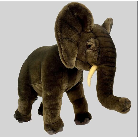 Hansa African Elephant Cub Plush (3824) 20” Long 16” Tall Hand Sewn Life Like - Picture 1 of 10